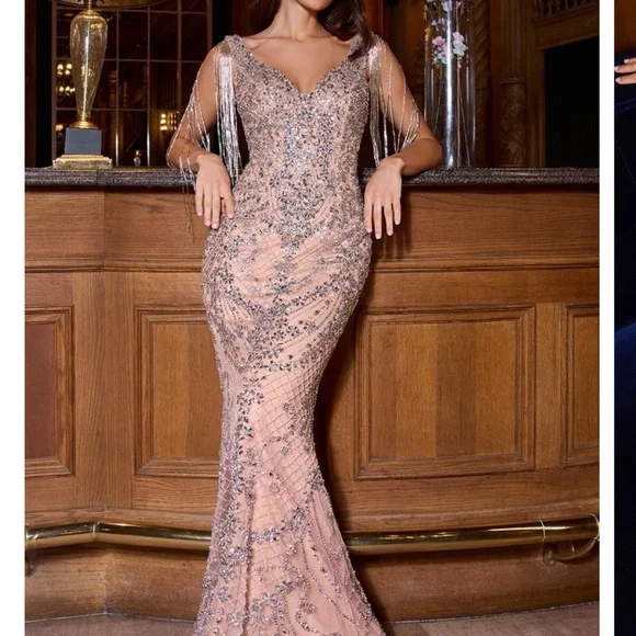 Ladivine nude studded dress CR879 - Picture 1 of 4